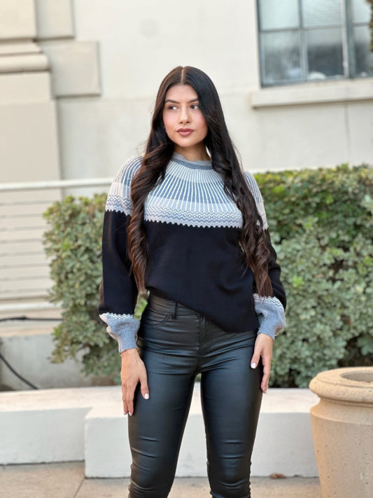 Neutral Color Block Knit Pull Out Sweater - Crowned Energy CO.