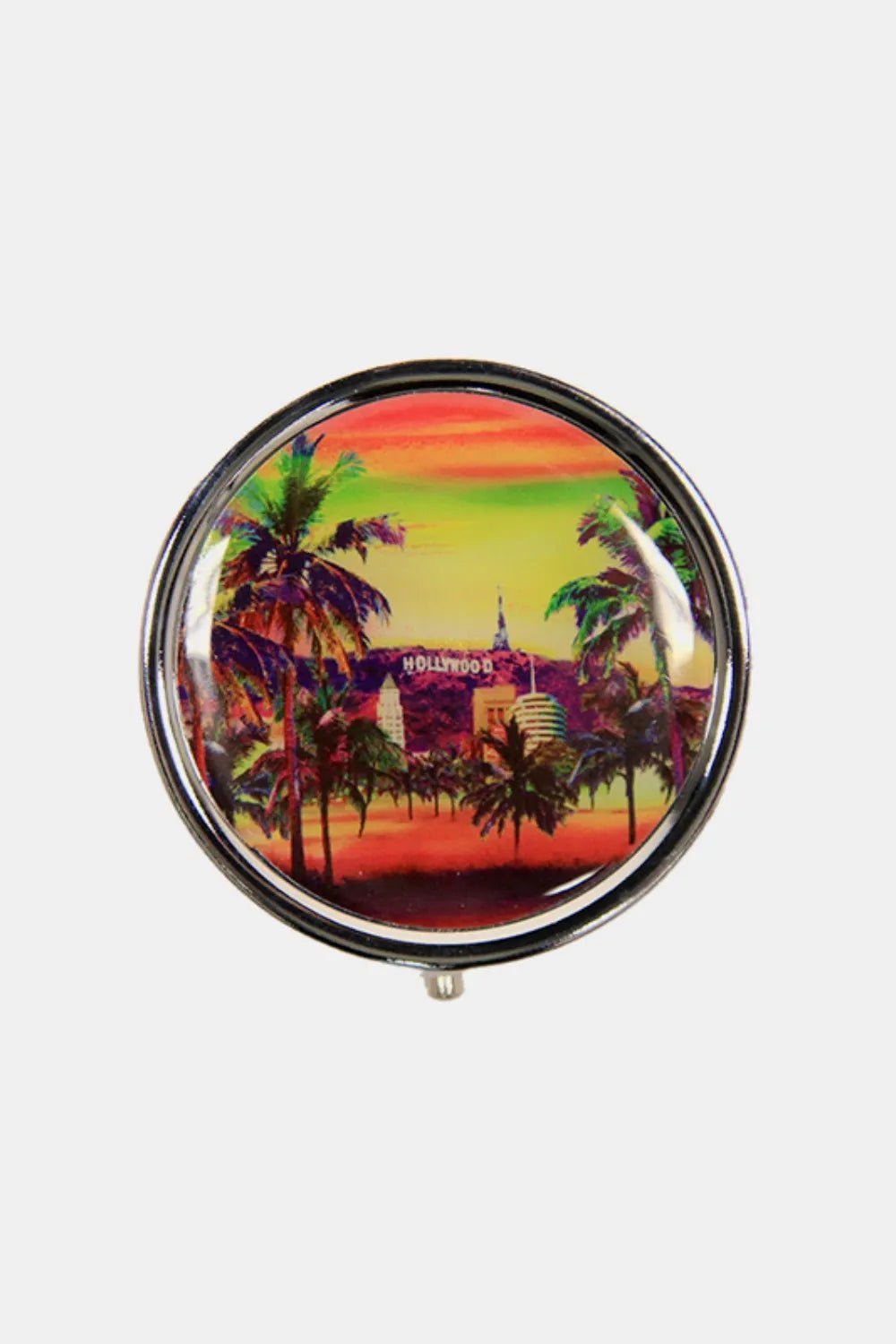 Nicole Lee USA Print Metallic Circular Small Pill Case - Crowned Energy CO.