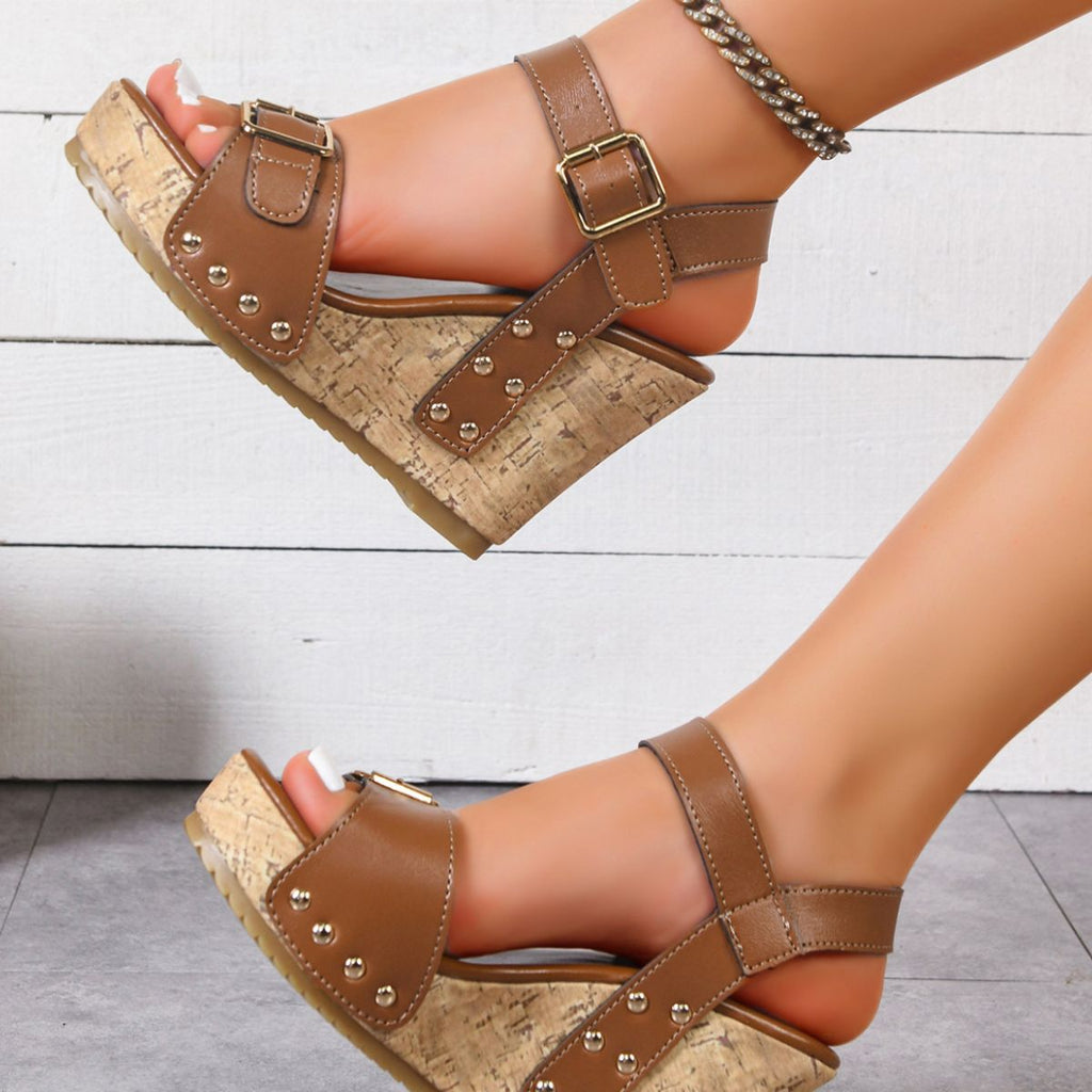 Open Toe Wedge Sandals - Crowned Energy CO.