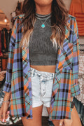 Crowned Energy CO. Orange / S / 100%Cotton Dear-Lover Dropshipping Tops/Blouses & Shirts Orange Plaid Print Loose Vintage Shirt