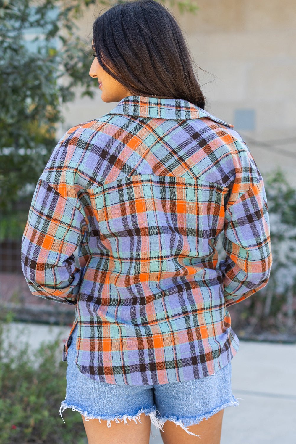 Crowned Energy CO. Orange / S / 100%Cotton Dear-Lover Dropshipping Tops/Blouses & Shirts Orange Plaid Print Loose Vintage Shirt