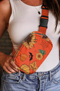 Orange Pumpkin Sunflower Halloween Graphic Crossbody Bag - Crowned Energy CO.