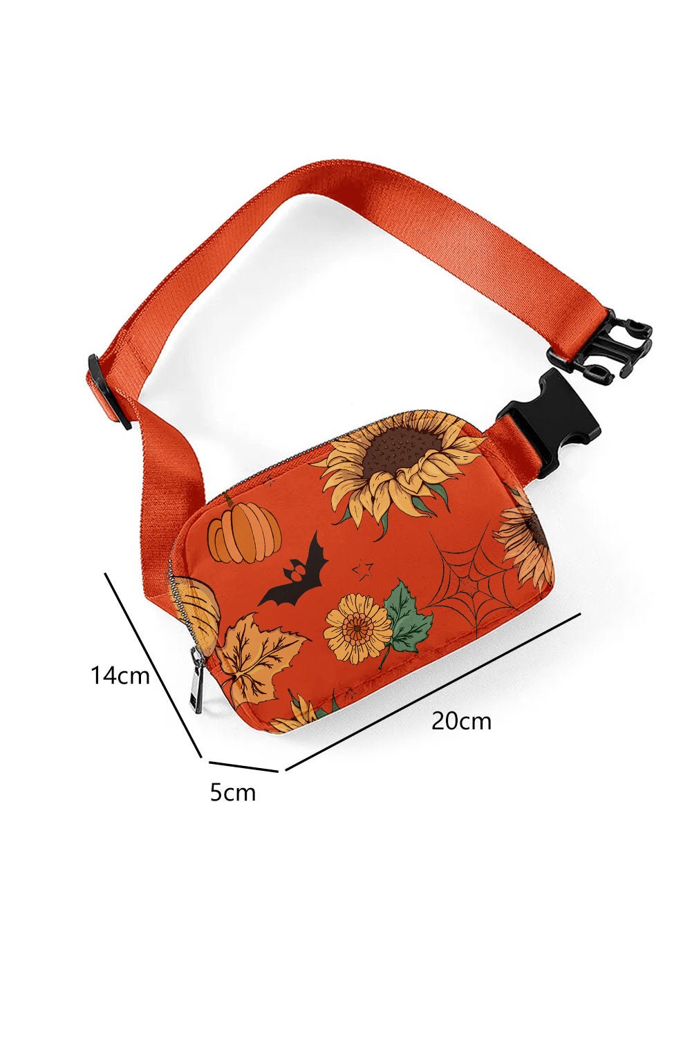 Orange Pumpkin Sunflower Halloween Graphic Crossbody Bag - Crowned Energy CO.