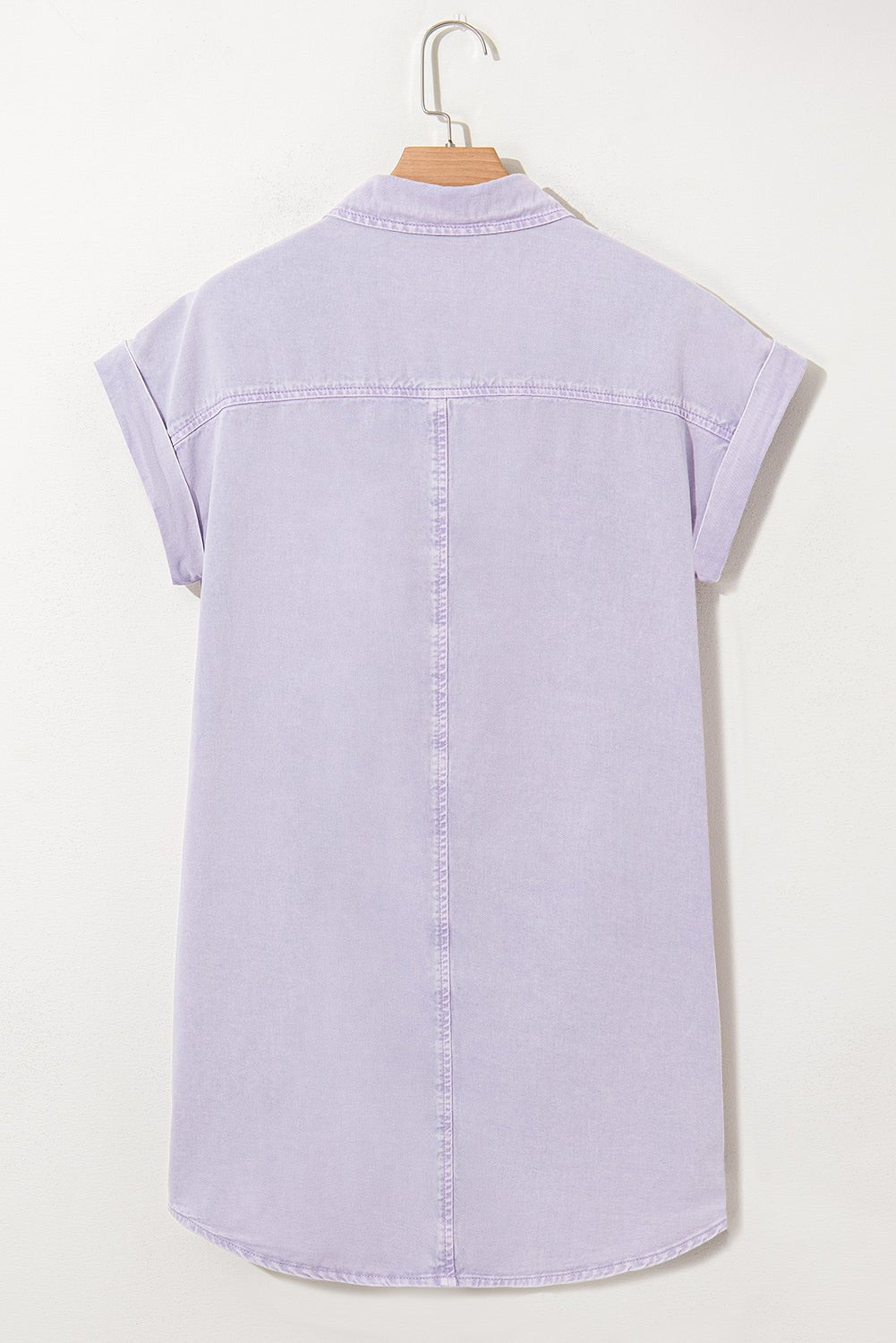 Crowned Energy CO. Orchid Petal / S / 100%Cotton Dear-Lover Dropshipping Dresses/Mini Dresses Orchid Petal Short Sleeve Double Chest Pocket Denim Shirt Dress