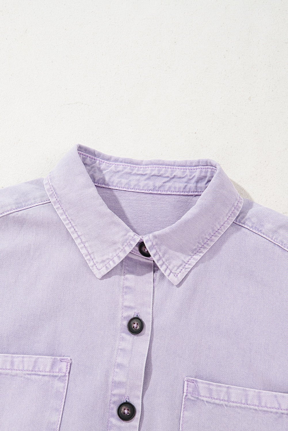 Crowned Energy CO. Orchid Petal / S / 100%Cotton Dear-Lover Dropshipping Dresses/Mini Dresses Orchid Petal Short Sleeve Double Chest Pocket Denim Shirt Dress