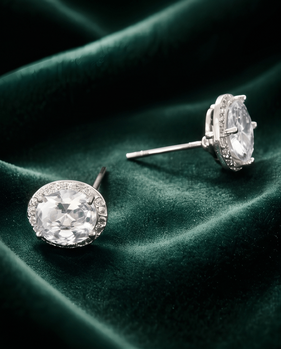 Oval Rhinestone Drop Earrings – Queen - Inspired Design - Crowned Energy CO.