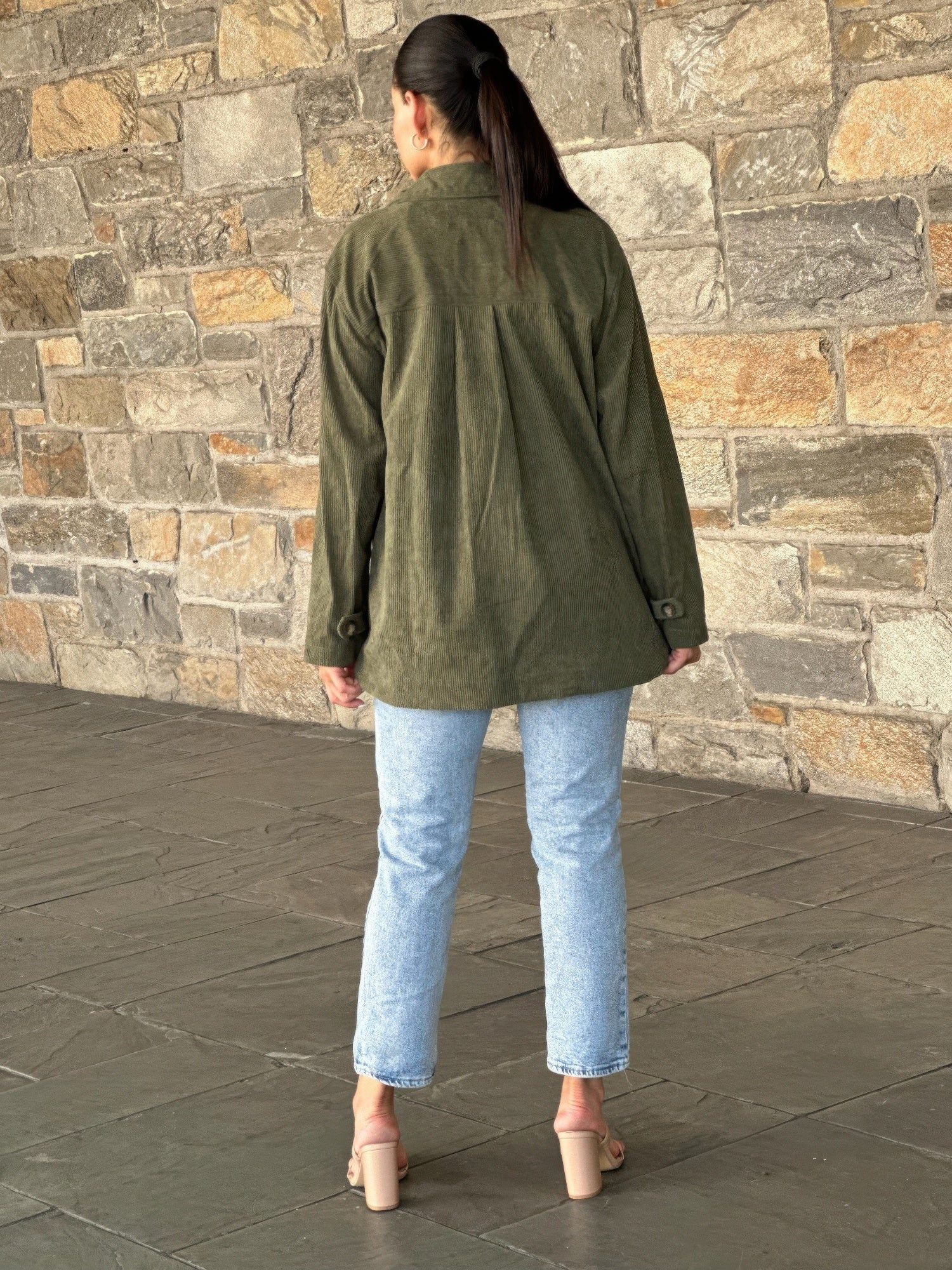 Oversized Corduroy Shacket Button Down Utility - Crowned Energy CO.