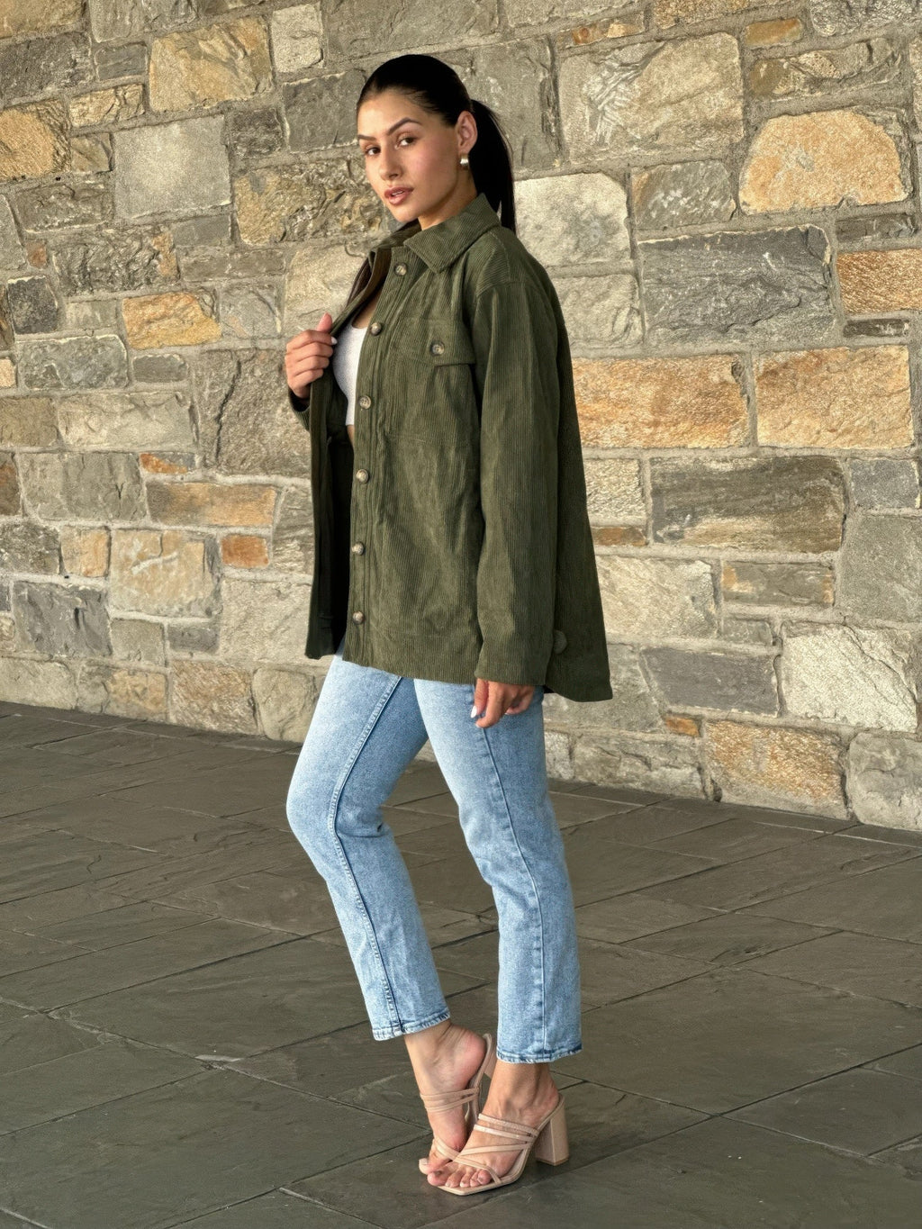 Oversized Corduroy Shacket Button Down Utility - Crowned Energy CO.