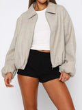 Oversized Zip - Up Drop Shoulder Jacket - Crowned Energy CO.