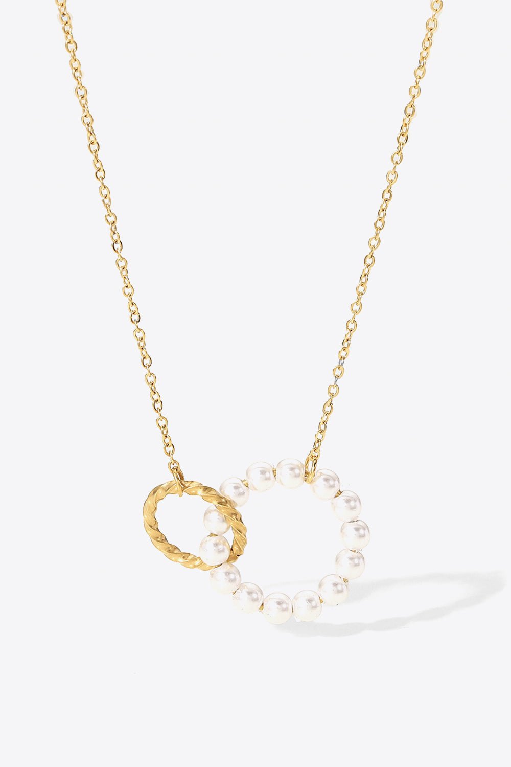 Pearl Hoop Link Pendant Necklace - Crowned Energy CO.