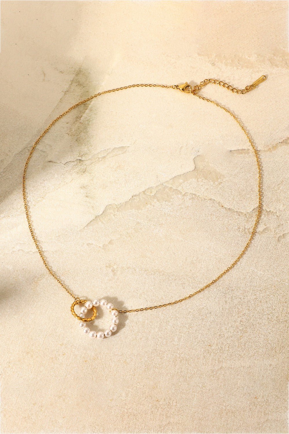 Pearl Hoop Link Pendant Necklace - Crowned Energy CO.