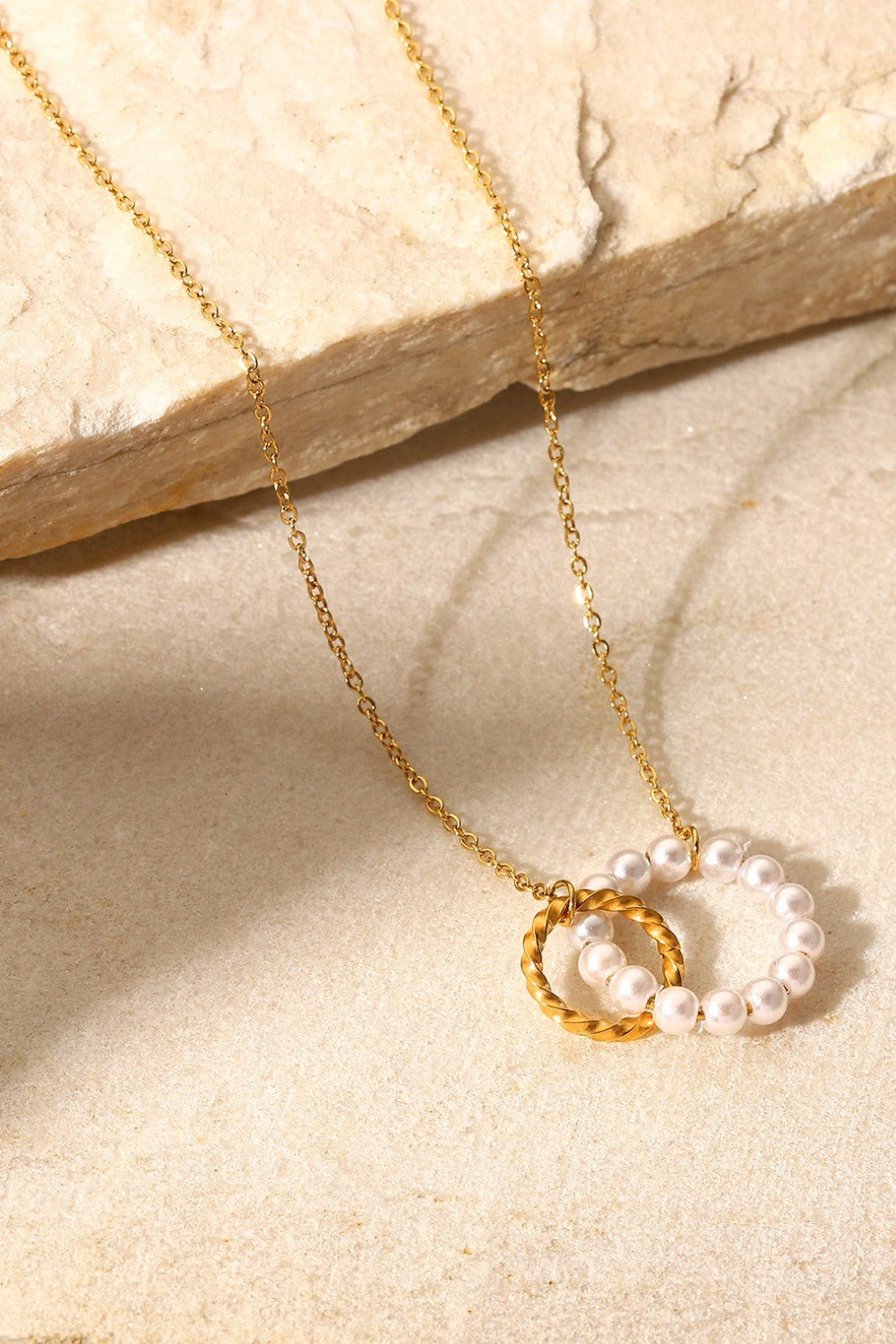 Pearl Hoop Link Pendant Necklace - Crowned Energy CO.