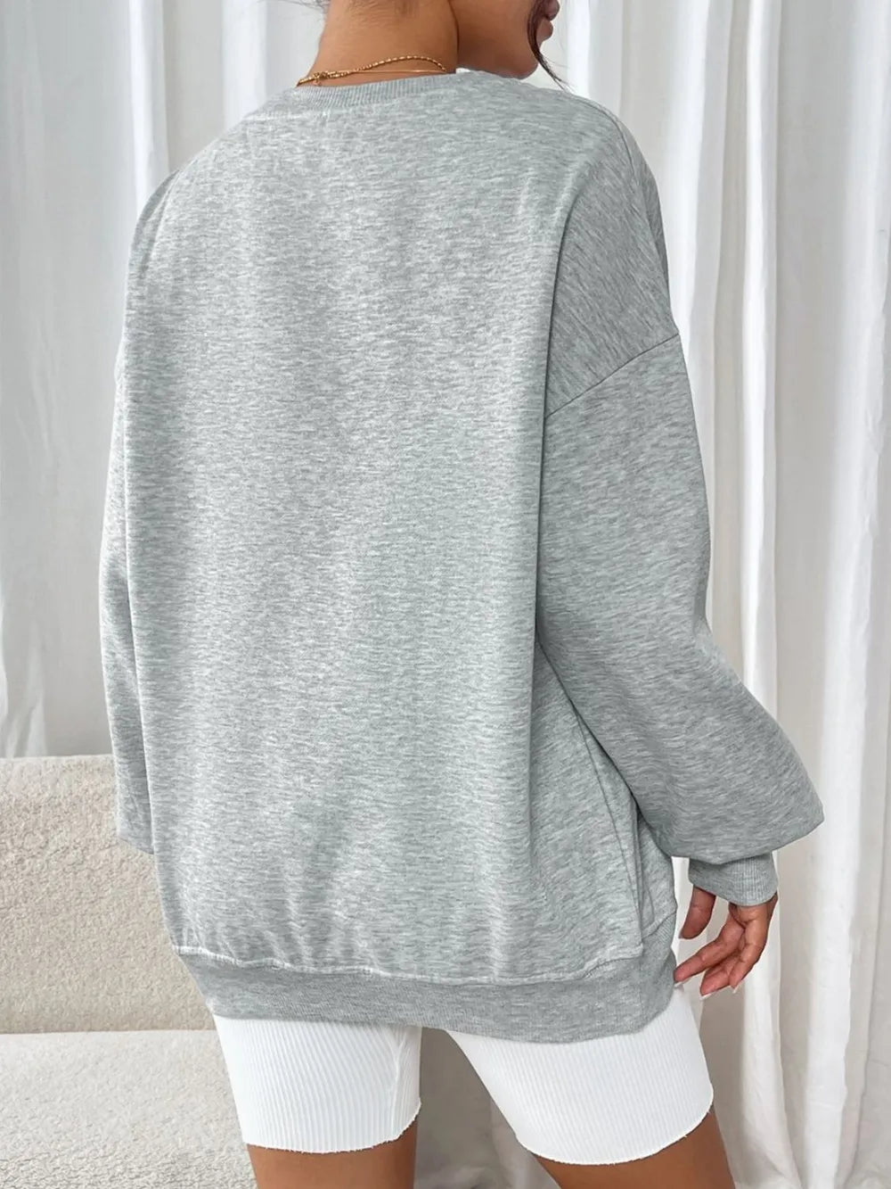 Perfee Round Neck Long Sleeve Sweatshirt - Crowned Energy CO.