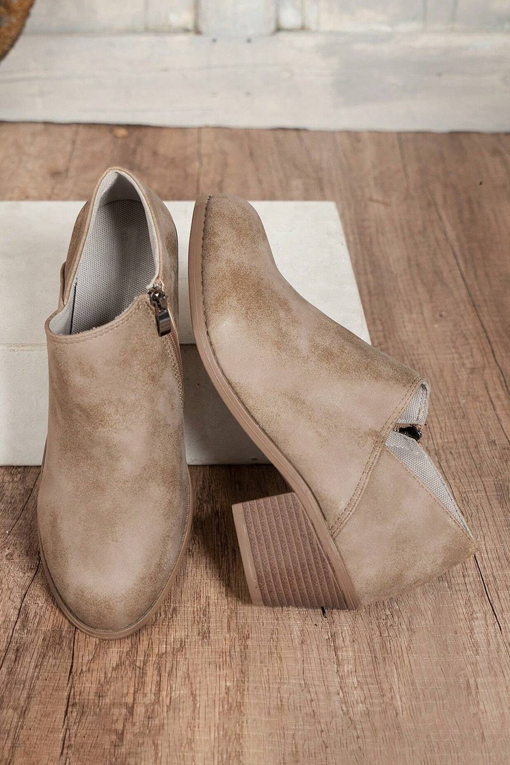 Philippine Gray Tulip Opening Suede Ankle Boots - Crowned Energy CO.