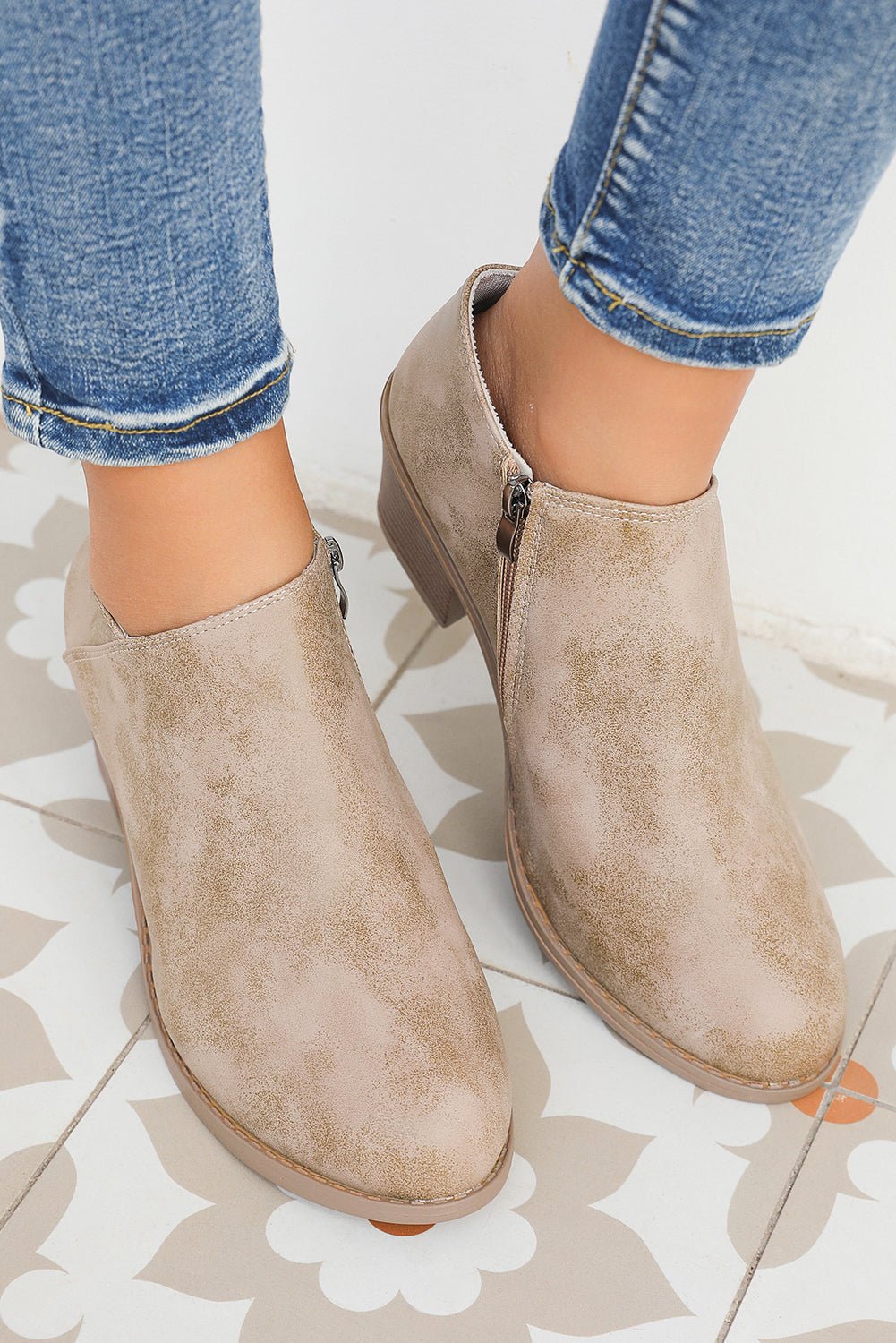 Philippine Gray Tulip Opening Suede Ankle Boots - Crowned Energy CO.