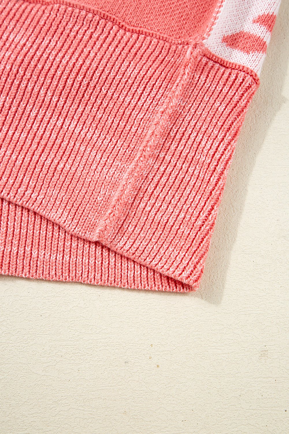 Crowned Energy CO. Pink / S / 55%Acrylic+45%Cotton Dear-Lover Dropshipping Sweaters & Cardigans/Sweaters Pink Candycane Snowflake Checker Christmas Holiday Drop Shoulder Tunic Loose Sweater