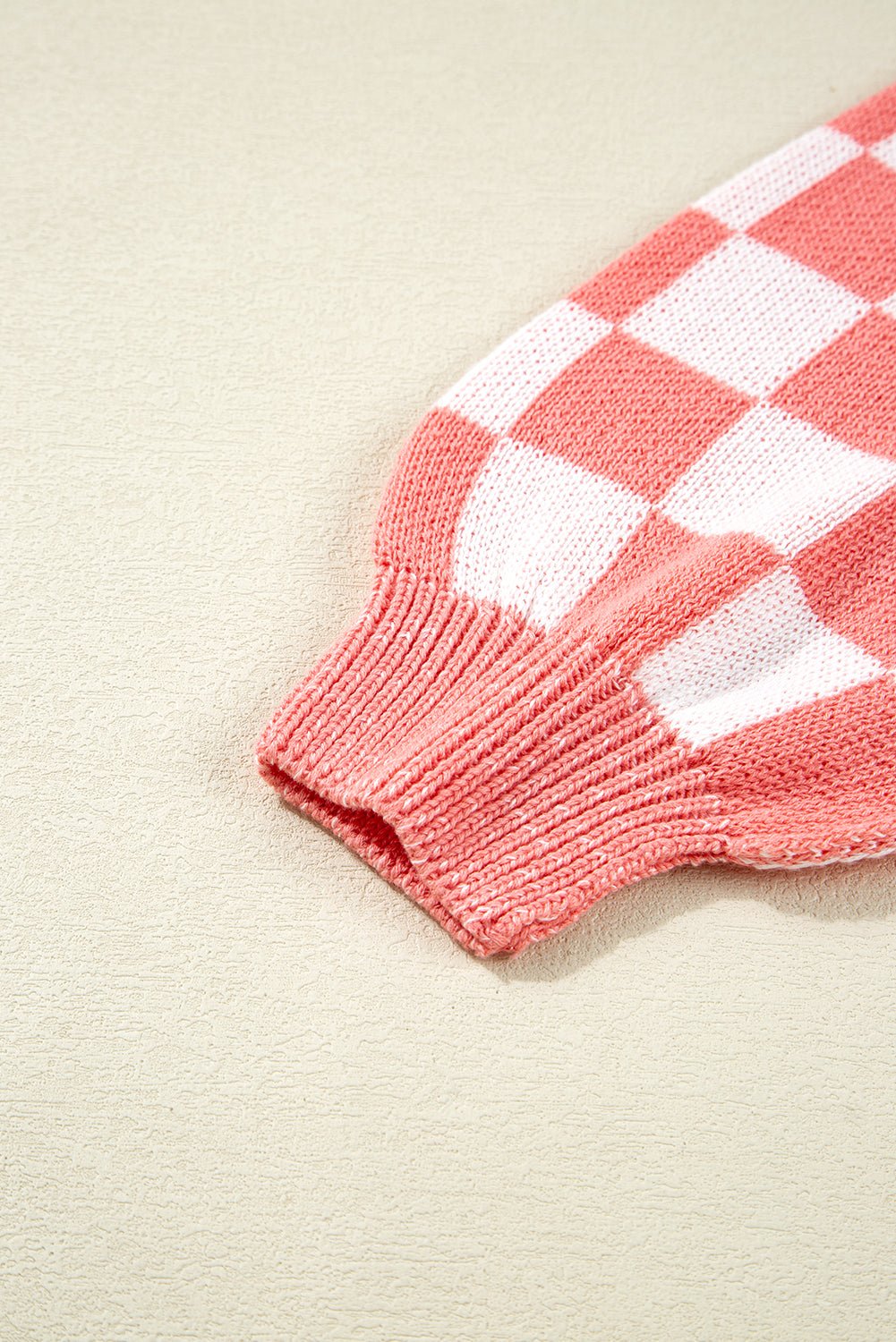 Crowned Energy CO. Pink / S / 55%Acrylic+45%Cotton Dear-Lover Dropshipping Sweaters & Cardigans/Sweaters Pink Candycane Snowflake Checker Christmas Holiday Drop Shoulder Tunic Loose Sweater