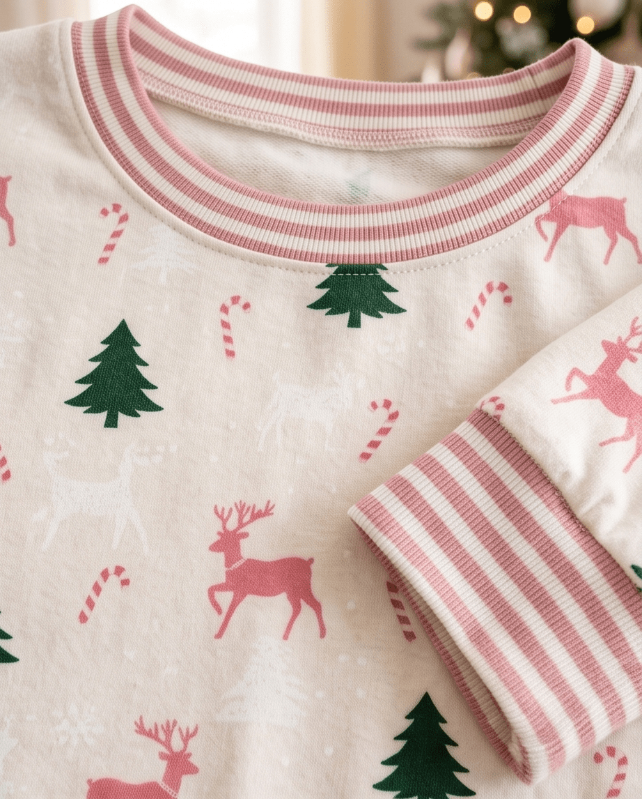 Pink Christmas Bow Tree Print 2 - Piece Lounge Set - Crowned Energy CO.