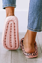Crowned Energy CO. Pink / 37 Dear-Lover Dropshipping Shoes & Bags/Slippers Pink Leopard Print Thick Sole Slip On Slippers