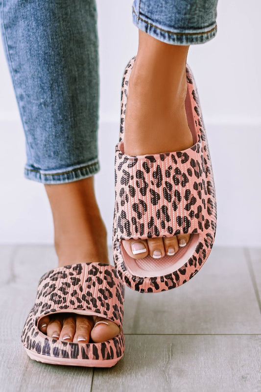 Crowned Energy CO. Pink / 37 Dear-Lover Dropshipping Shoes & Bags/Slippers Pink Leopard Print Thick Sole Slip On Slippers