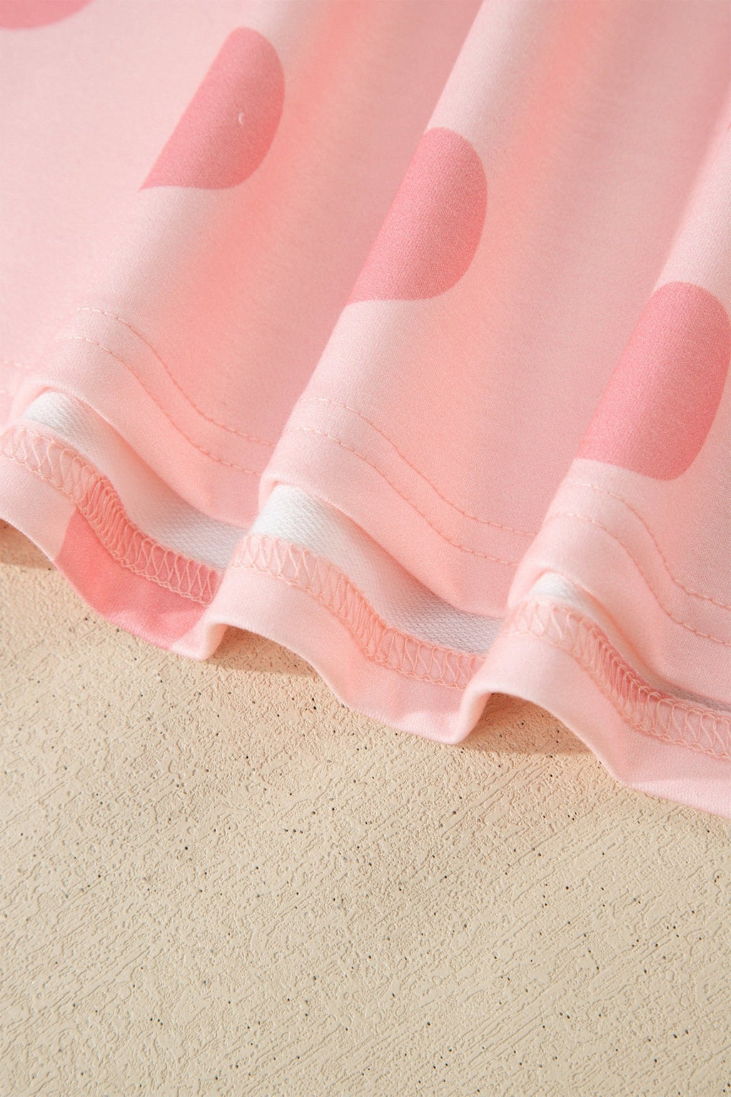 Pink Polka Dot Print Loose Tee Drawstring Elastic Waist Short Set - Crowned Energy CO.