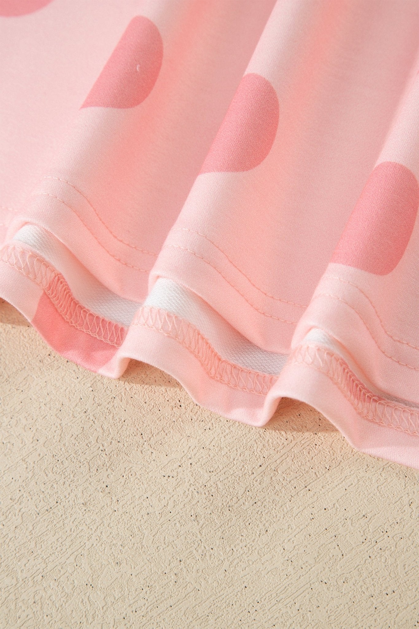 Pink Polka Dot Print Loose Tee Drawstring Elastic Waist Short Set - Crowned Energy CO.
