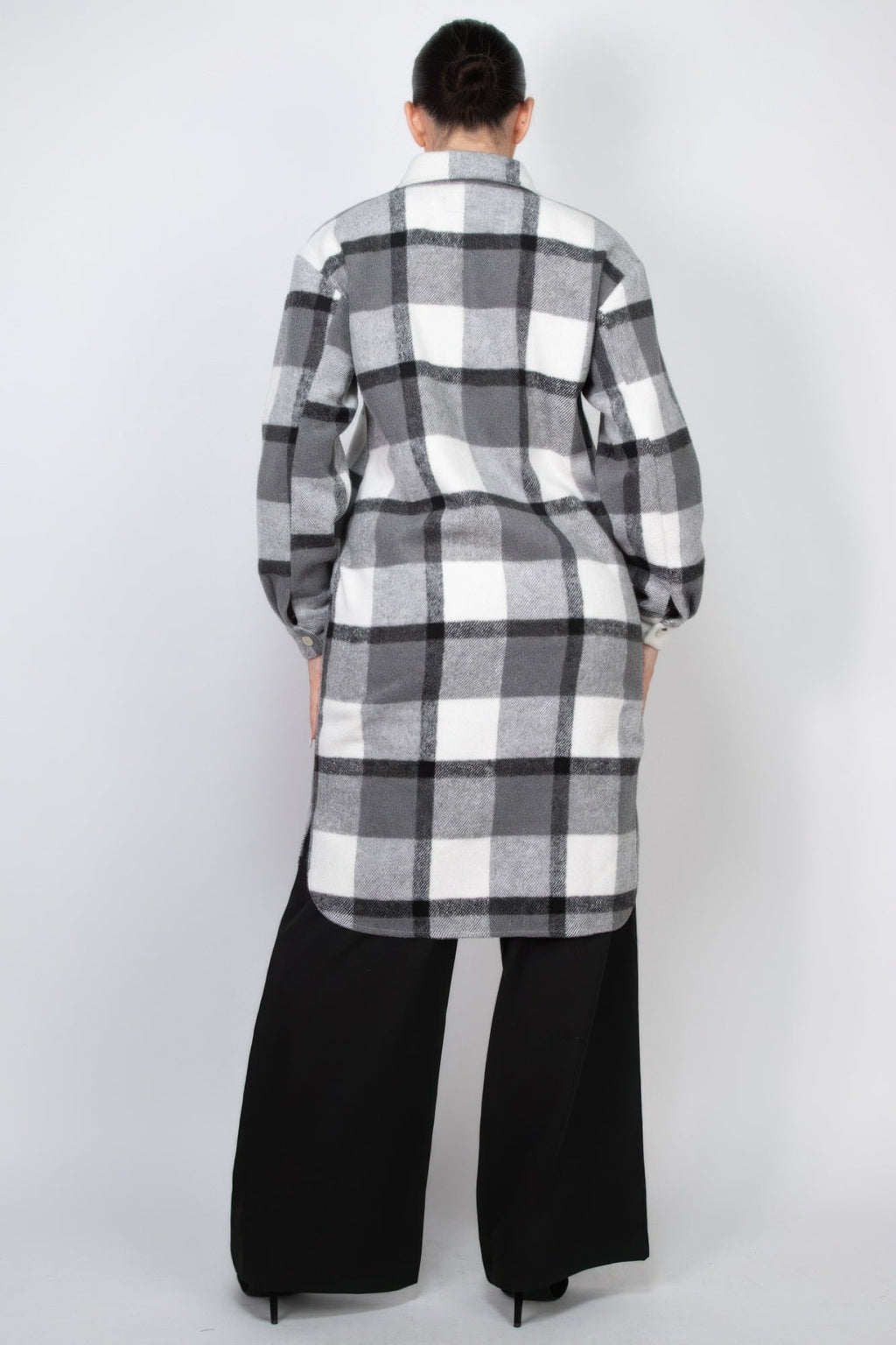 Crowned Energy CO. S CCWHOLESALECLOTHING over Coat & Jacket Plaid Buttoned Shacket Coat