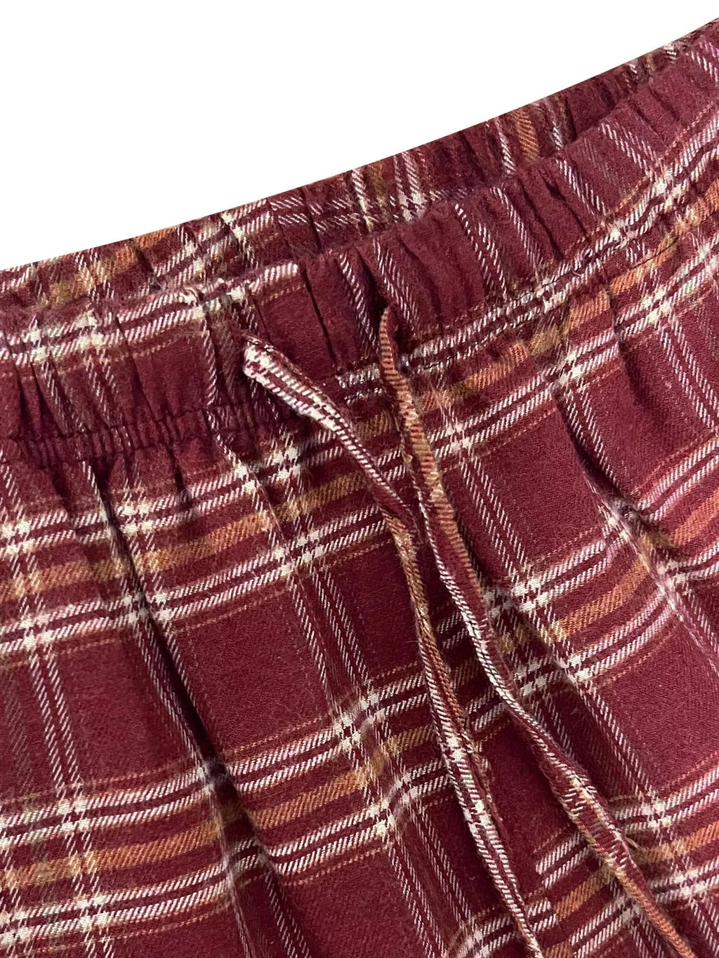 Crowned Energy CO. Deep Red / S Trendsi Loungewear & Sleepwear/Sleepwear Plaid Drawstring Wide Leg Pants