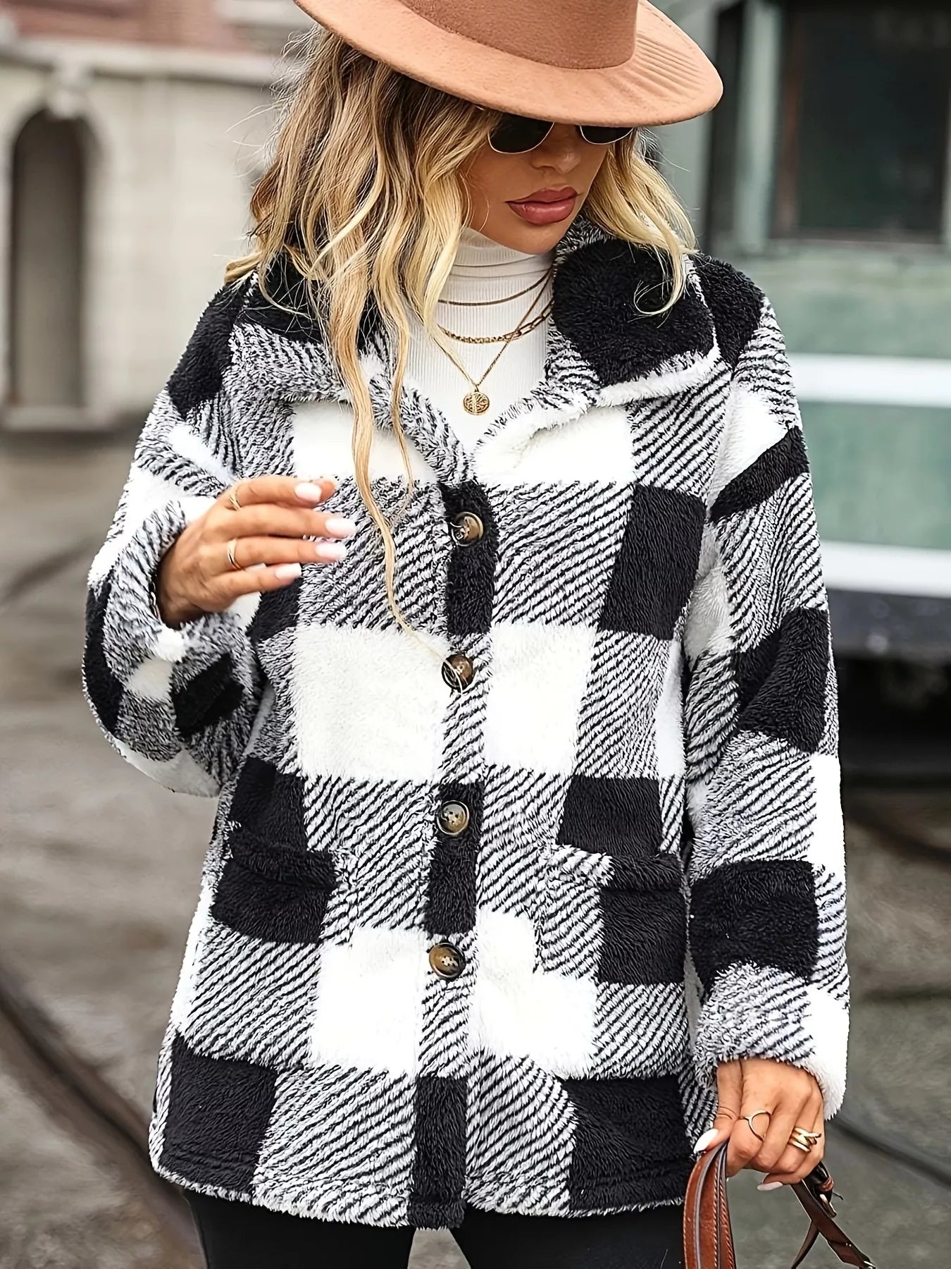 Plaid Sherpa Button - Down Outerwear - Crowned Energy CO.