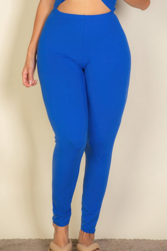 Crowned Energy CO. Royal / 1X CCWHOLESALECLOTHING Leggings Plus Basic Solid Leggings