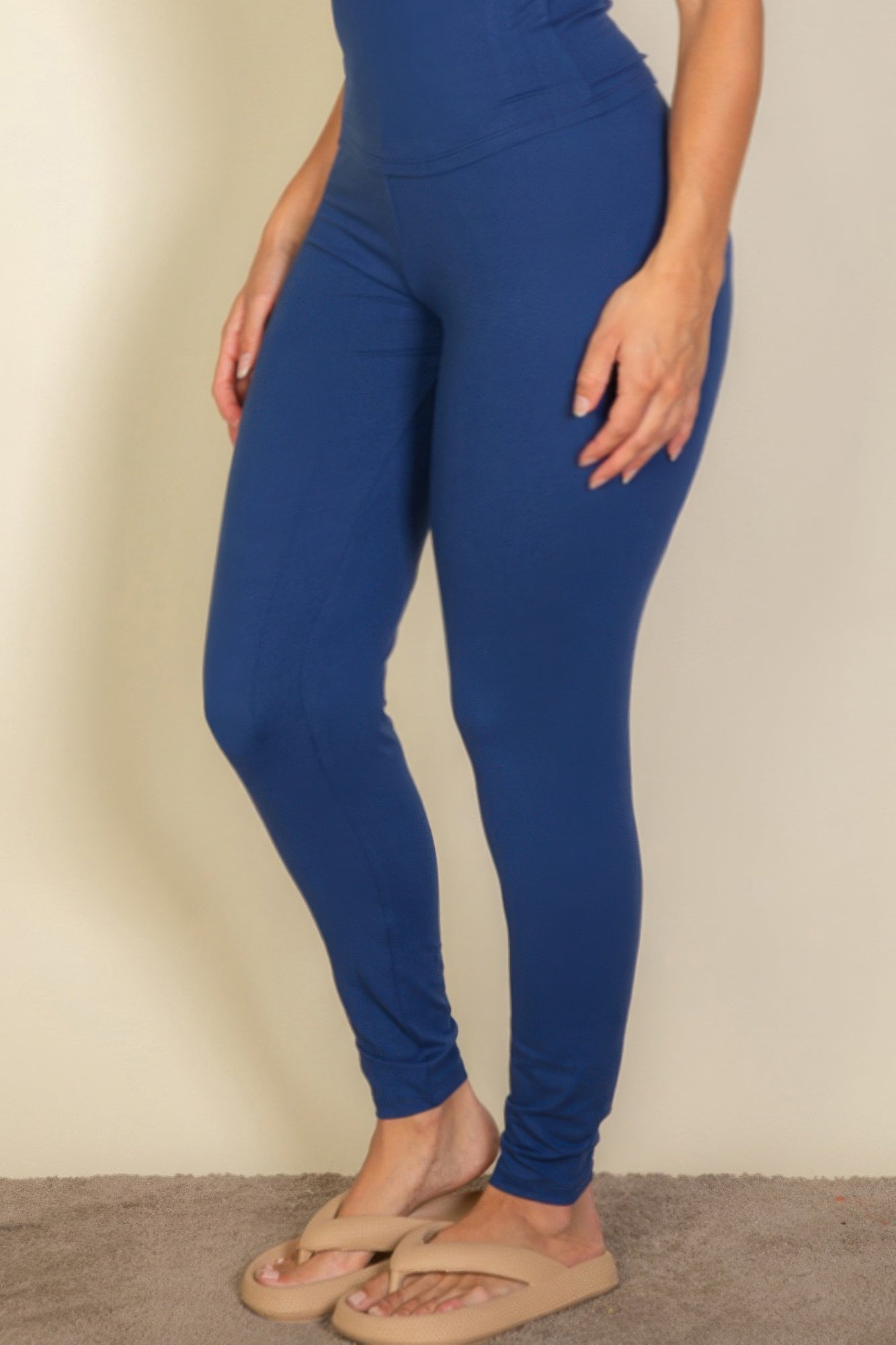 Crowned Energy CO. Navy / 1X CCWHOLESALECLOTHING Leggings Plus Basic Solid Leggings