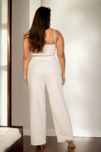 Crowned Energy CO. Khaki Tan / 1XL CCWHOLESALECLOTHING OUTFIT SET Plus Size Bustier Crop Cami Top & Slant Pocket Straight Pants