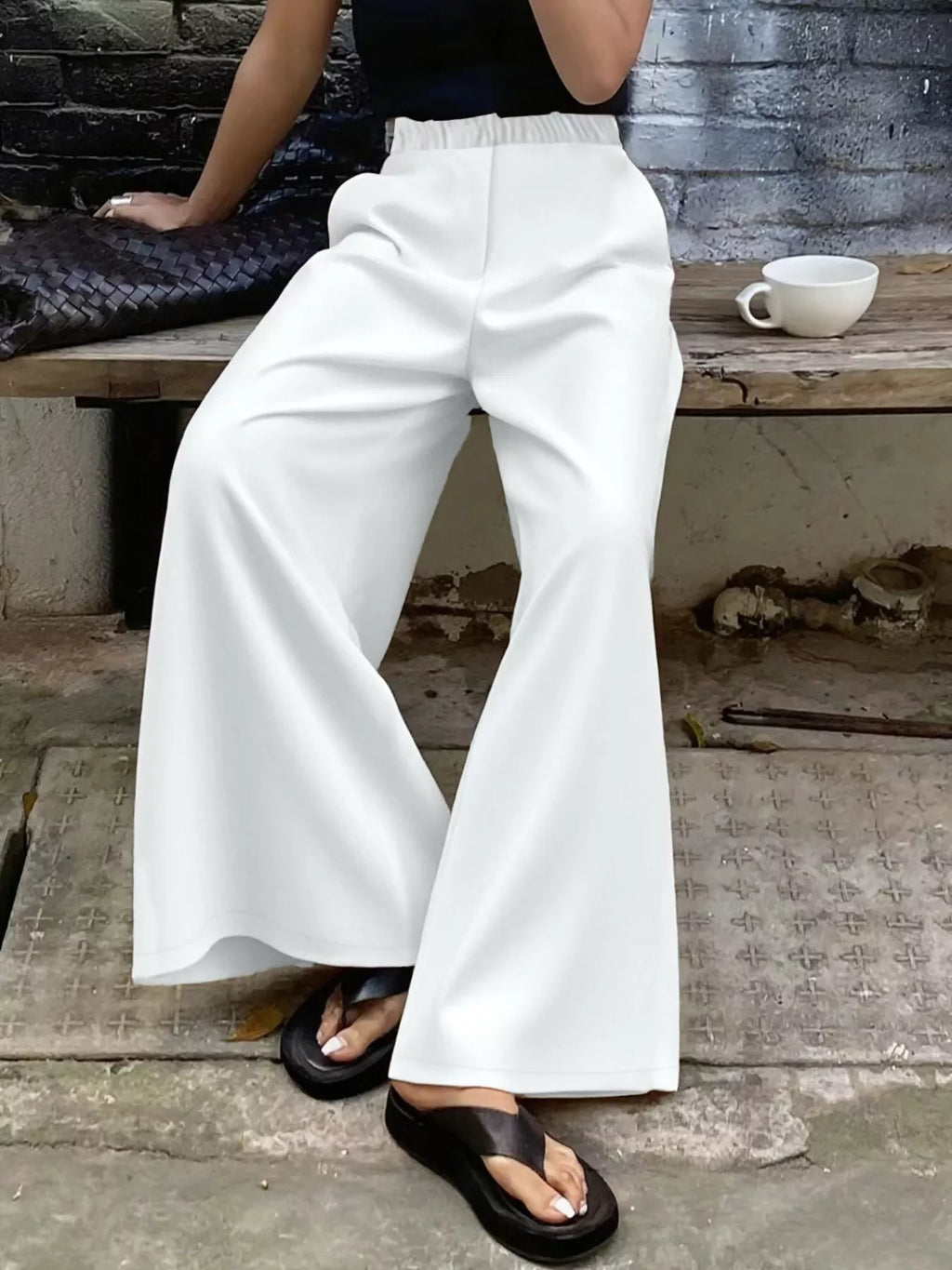 Plus Size Elastic Waist Wide Leg Pants - Crowned Energy CO.