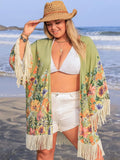Plus Size Fringe Open Front Cover - Up - Crowned Energy CO.