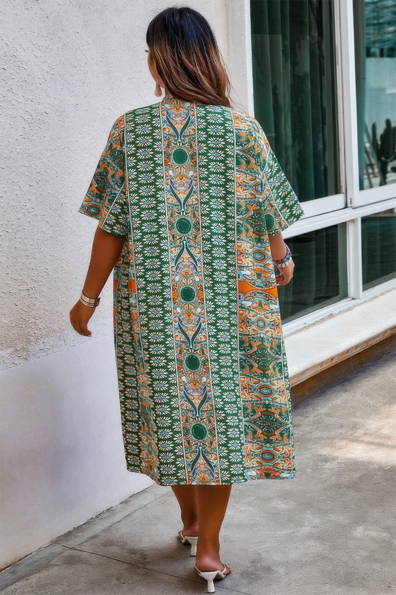 Crowned Energy CO. Green / 0xl CCWHOLESALECLOTHING Plus Size Two Piece Plus Size Two Pieces Printed Elastic Waist Sets