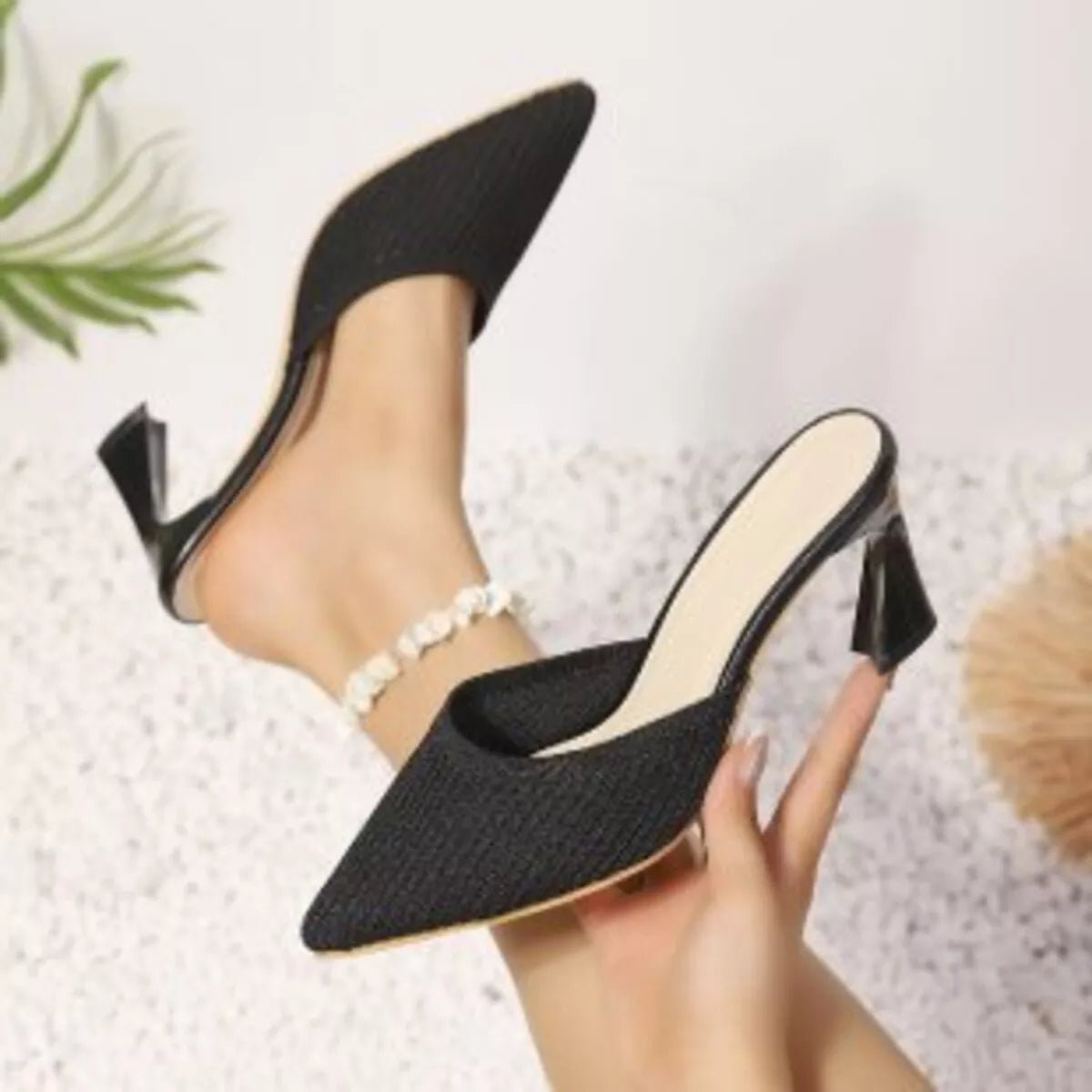 Crowned Energy CO. Black / 35 Trendsi Shoes & Bags/Crossbody Bags Point Toe Flare Heels Sandals