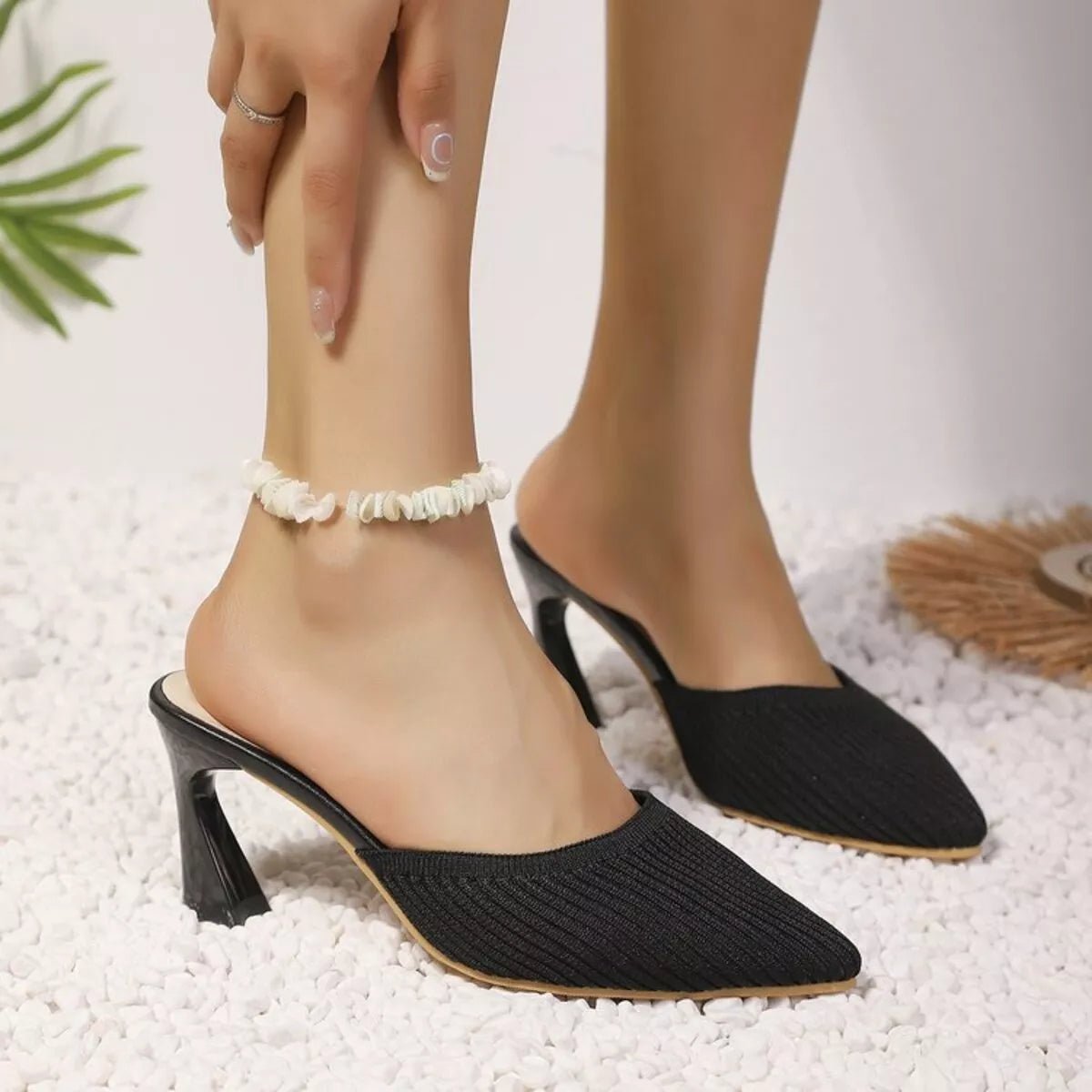 Crowned Energy CO. Black / 35 Trendsi Shoes & Bags/Crossbody Bags Point Toe Flare Heels Sandals