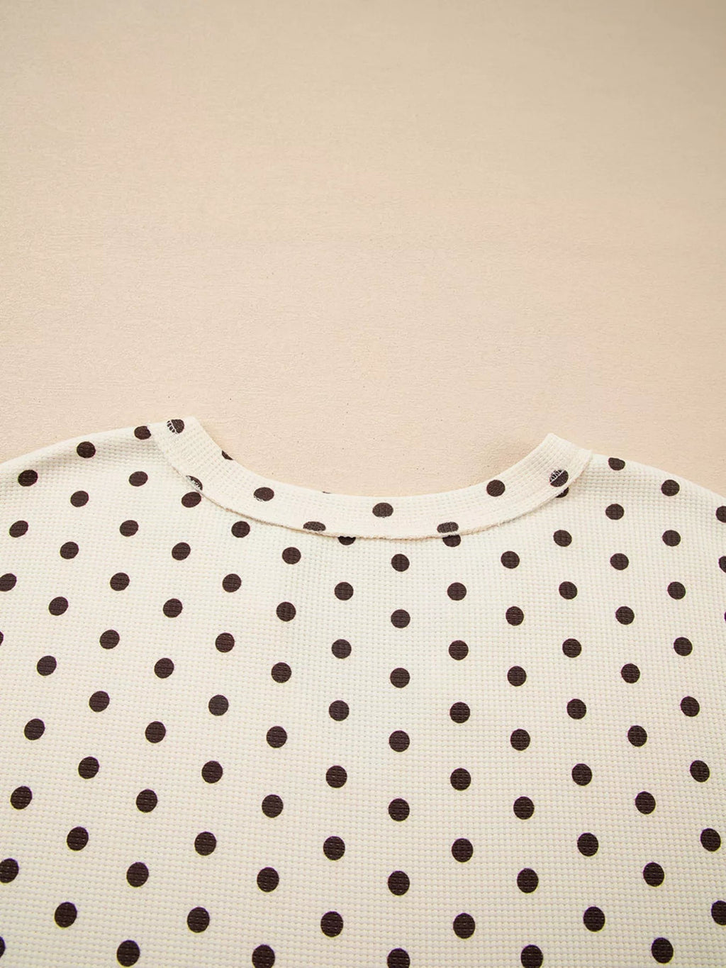 Crowned Energy CO. Dot / S Trendsi Loungewear & Sleepwear/Loungewear Polka Dot Notched Long Sleeve Top and Drawstring Joggers Lounge Set