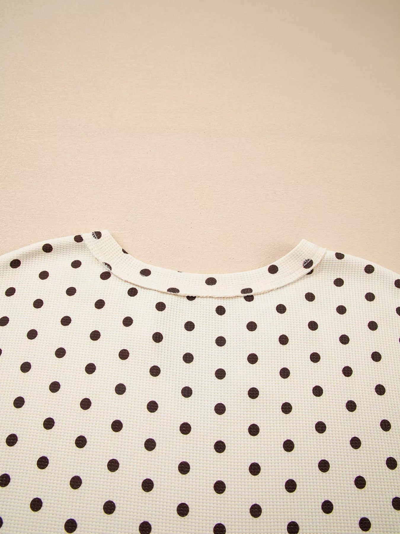 Crowned Energy CO. Dot / S Trendsi Loungewear & Sleepwear/Loungewear Polka Dot Notched Long Sleeve Top and Drawstring Joggers Lounge Set