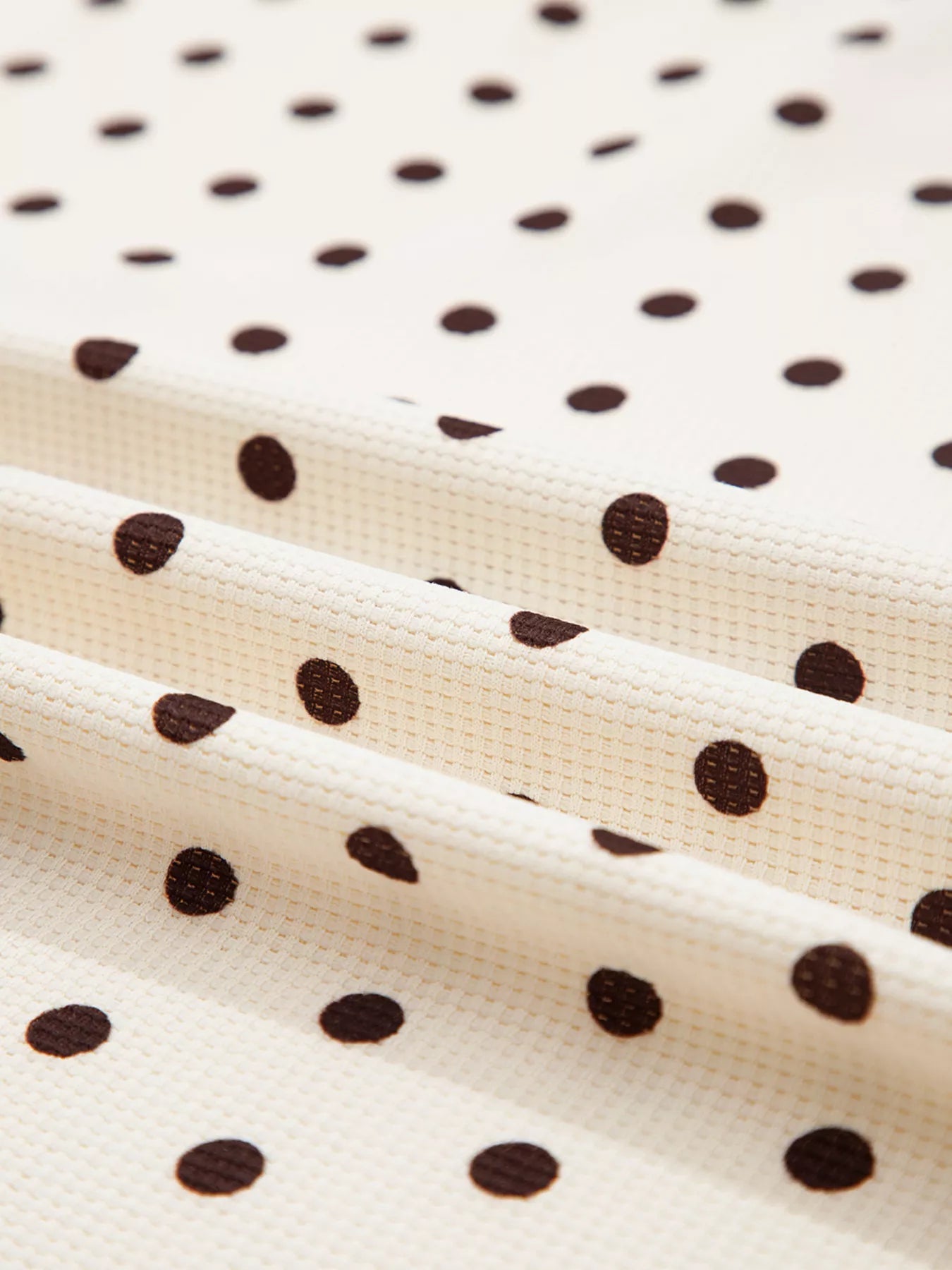 Crowned Energy CO. Dot / S Trendsi Loungewear & Sleepwear/Loungewear Polka Dot Notched Long Sleeve Top and Drawstring Joggers Lounge Set