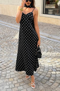 Polka Dot Sleeveless Midi Slip Dress - Crowned Energy CO.