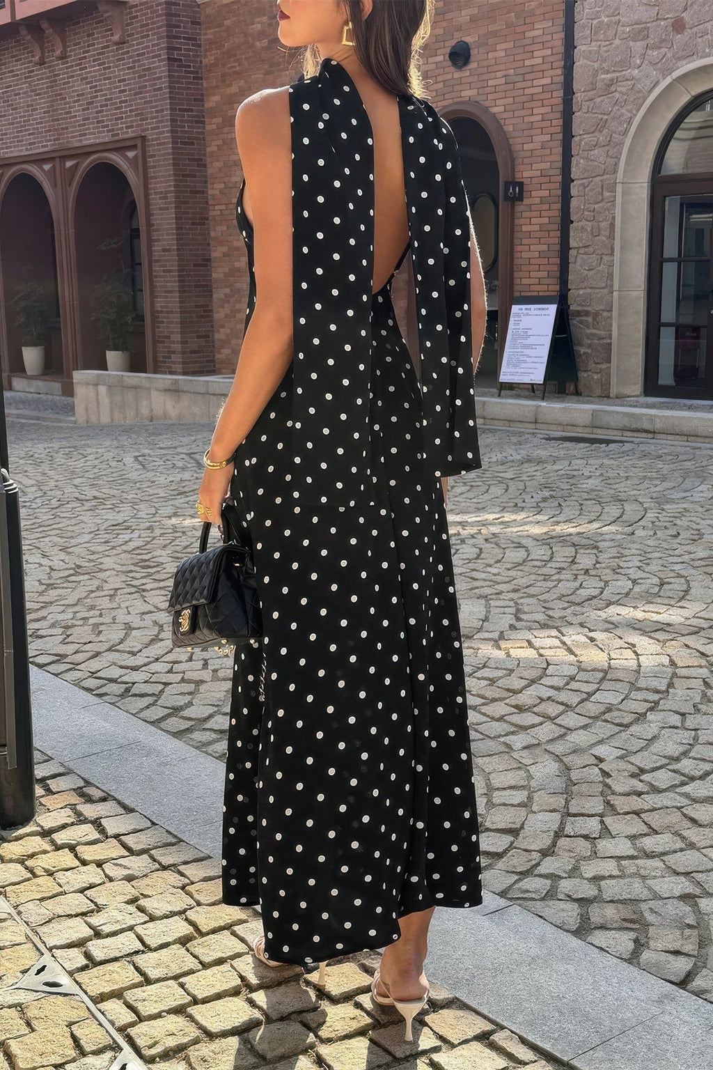 Polka Dot Sleeveless Midi Slip Dress - Crowned Energy CO.
