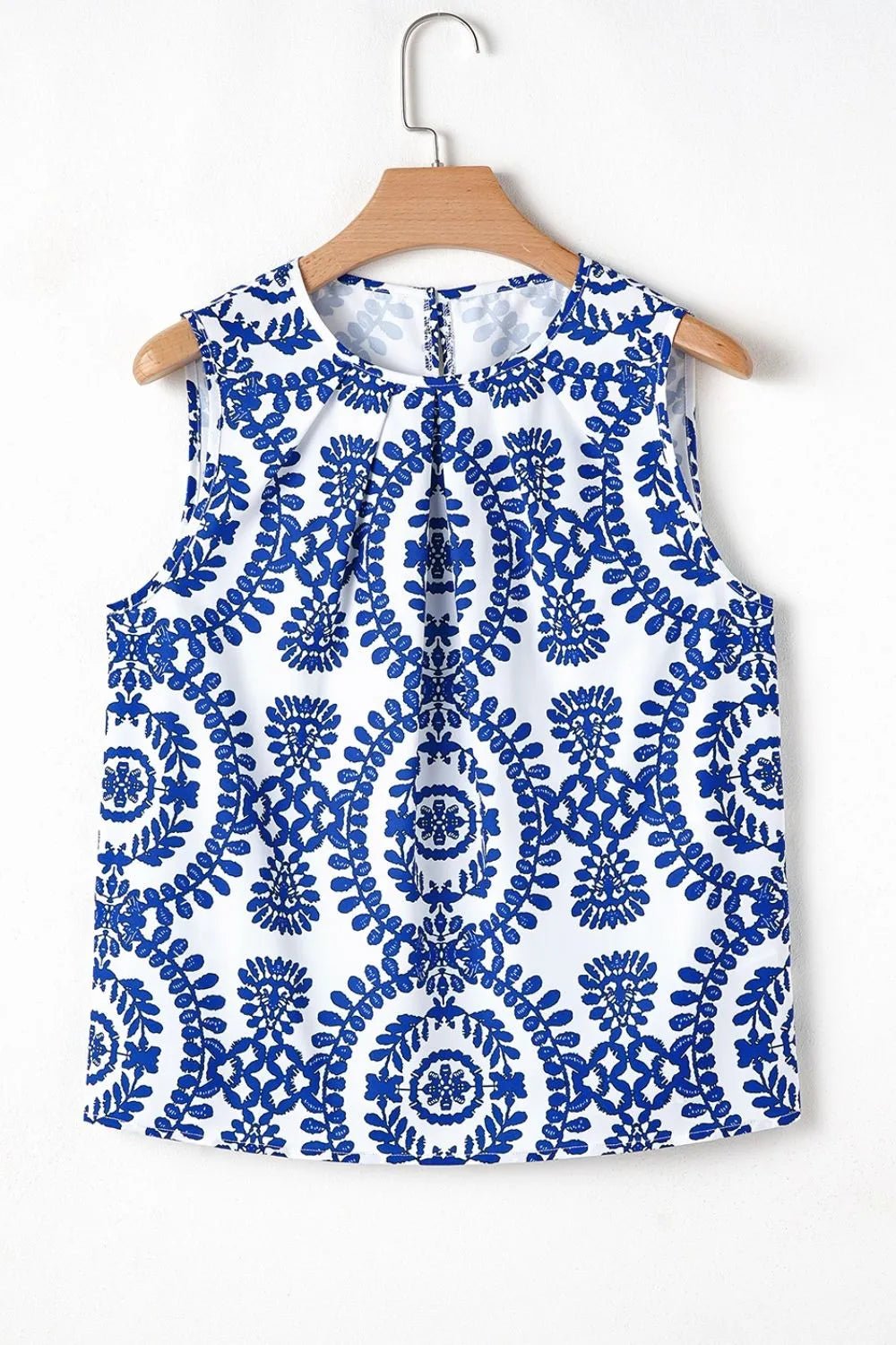Crowned Energy CO. Blue / S Trendsi Shirt Printed Crew Neck Sleeveless Top