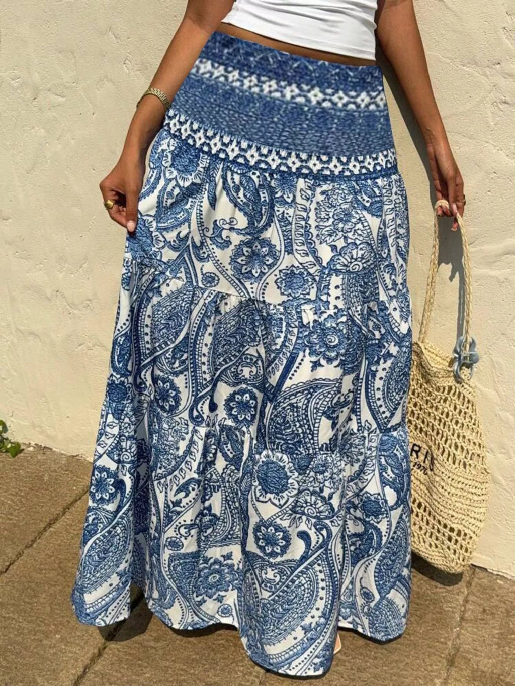 Printed High Waist Maxi Skirt - Crowned Energy CO.