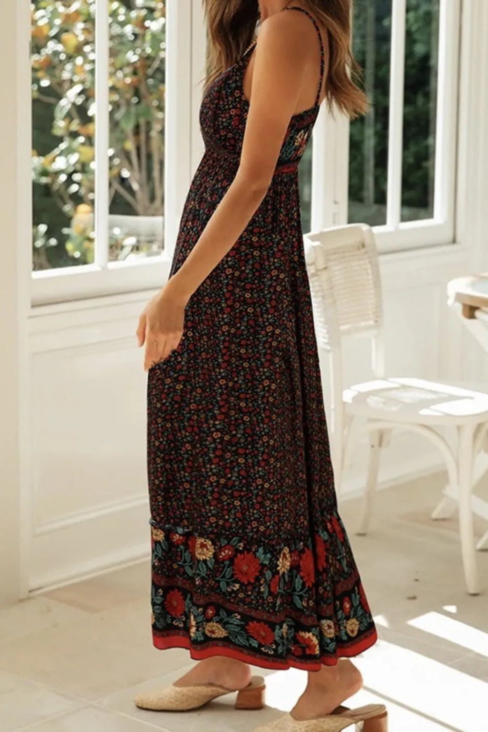 Crowned Energy CO. Deep Red / S Trendsi Dresses Printed Maxi Cami Dress