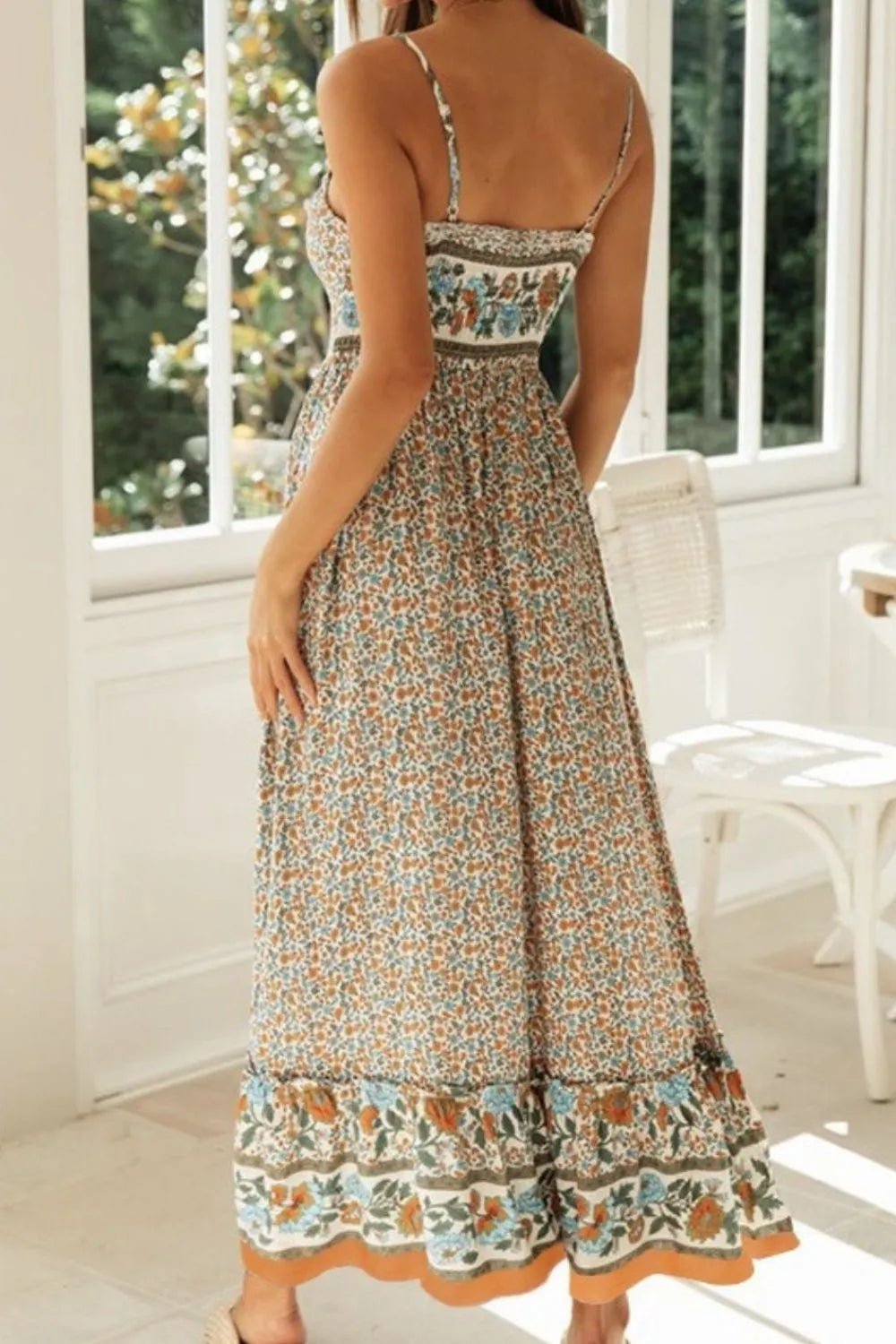 Crowned Energy CO. Deep Red / S Trendsi Dresses Printed Maxi Cami Dress