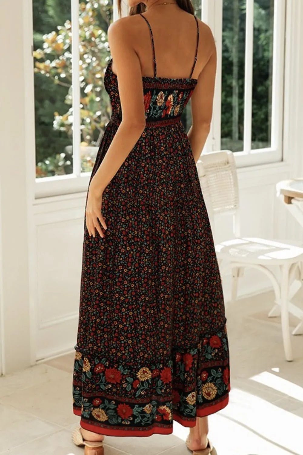 Crowned Energy CO. Deep Red / S Trendsi Dresses Printed Maxi Cami Dress
