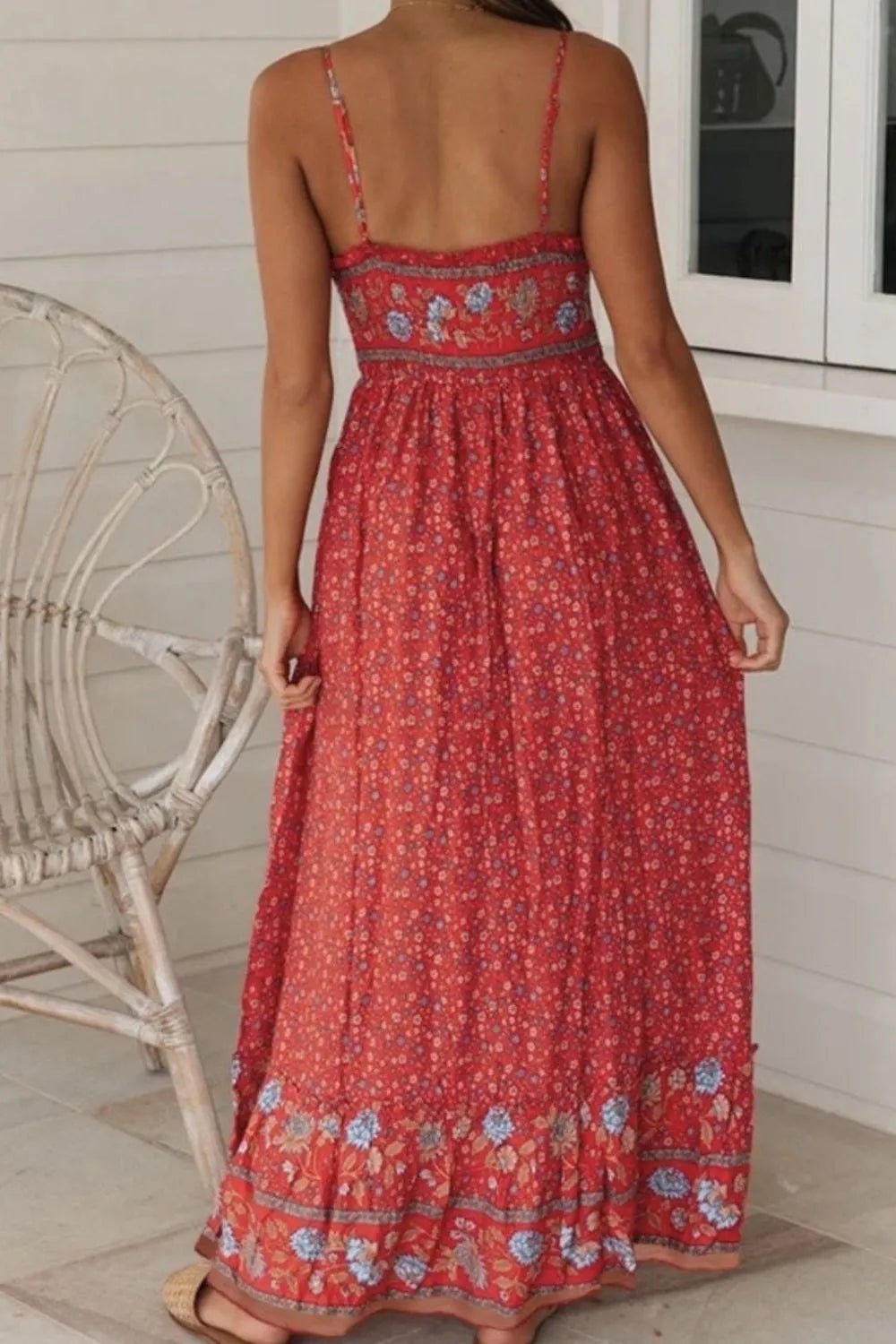 Crowned Energy CO. Deep Red / S Trendsi Dresses Printed Maxi Cami Dress