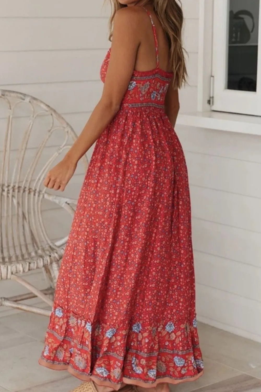 Crowned Energy CO. Deep Red / S Trendsi Dresses Printed Maxi Cami Dress