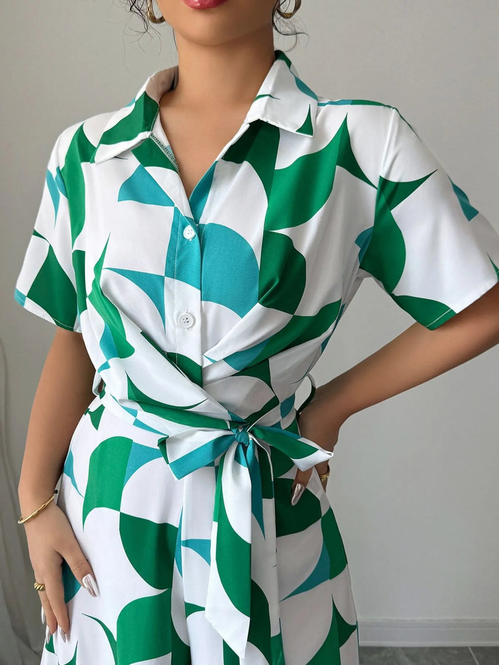 Printed Wide Leg Belted Jumpsuit - Crowned Energy CO.